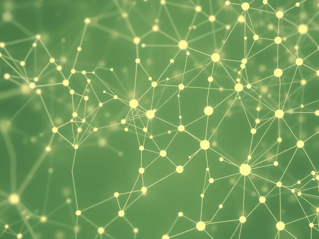 Abstract neural network nodes and connections, technical blu