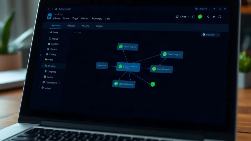 Panel de un flujo de trabajo automatizado con nodos conectados